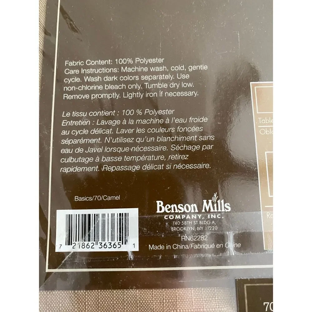 Basics Brown Fabric Table Cloth 70”Round